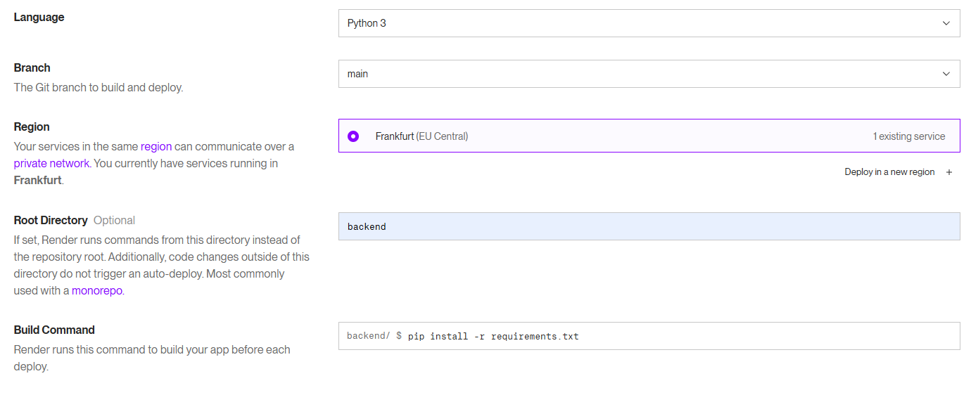 Web Service configuration