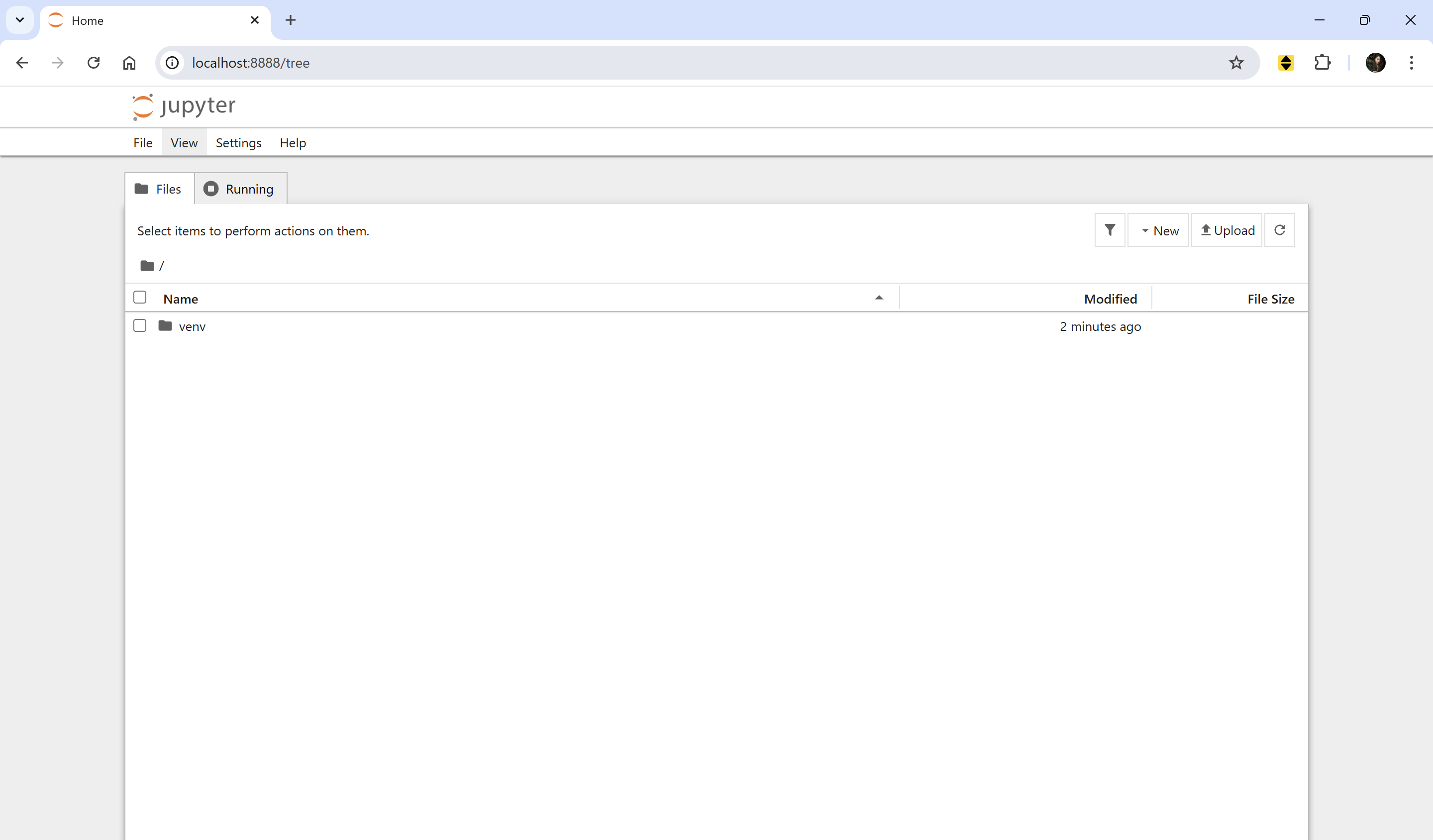 Starting interface